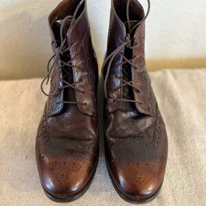 Paul Smith Leather Wing-Tip Brogue Leather High-Cut Boots Sz 10.5